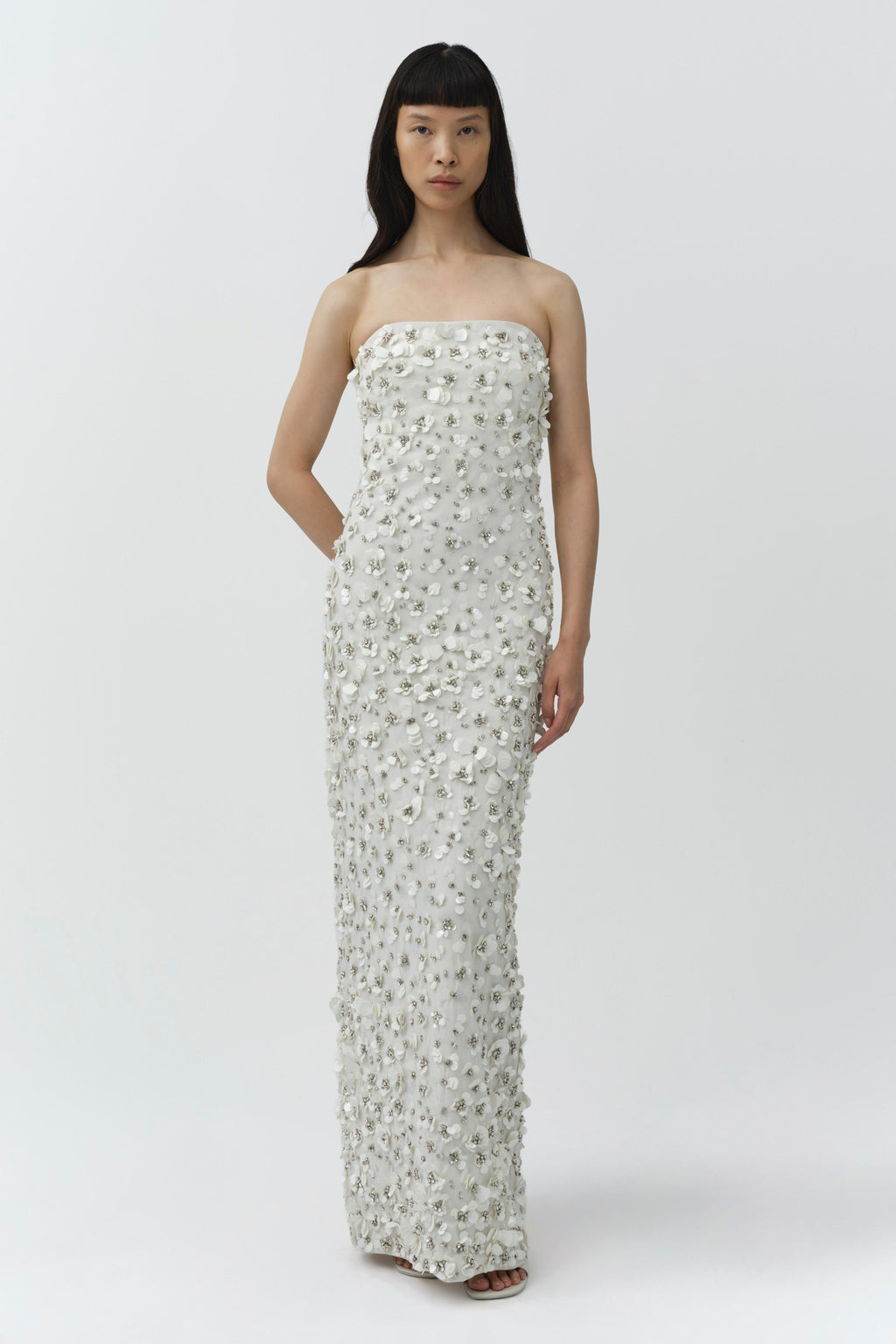 Serafina Strapless Embellished Gown
