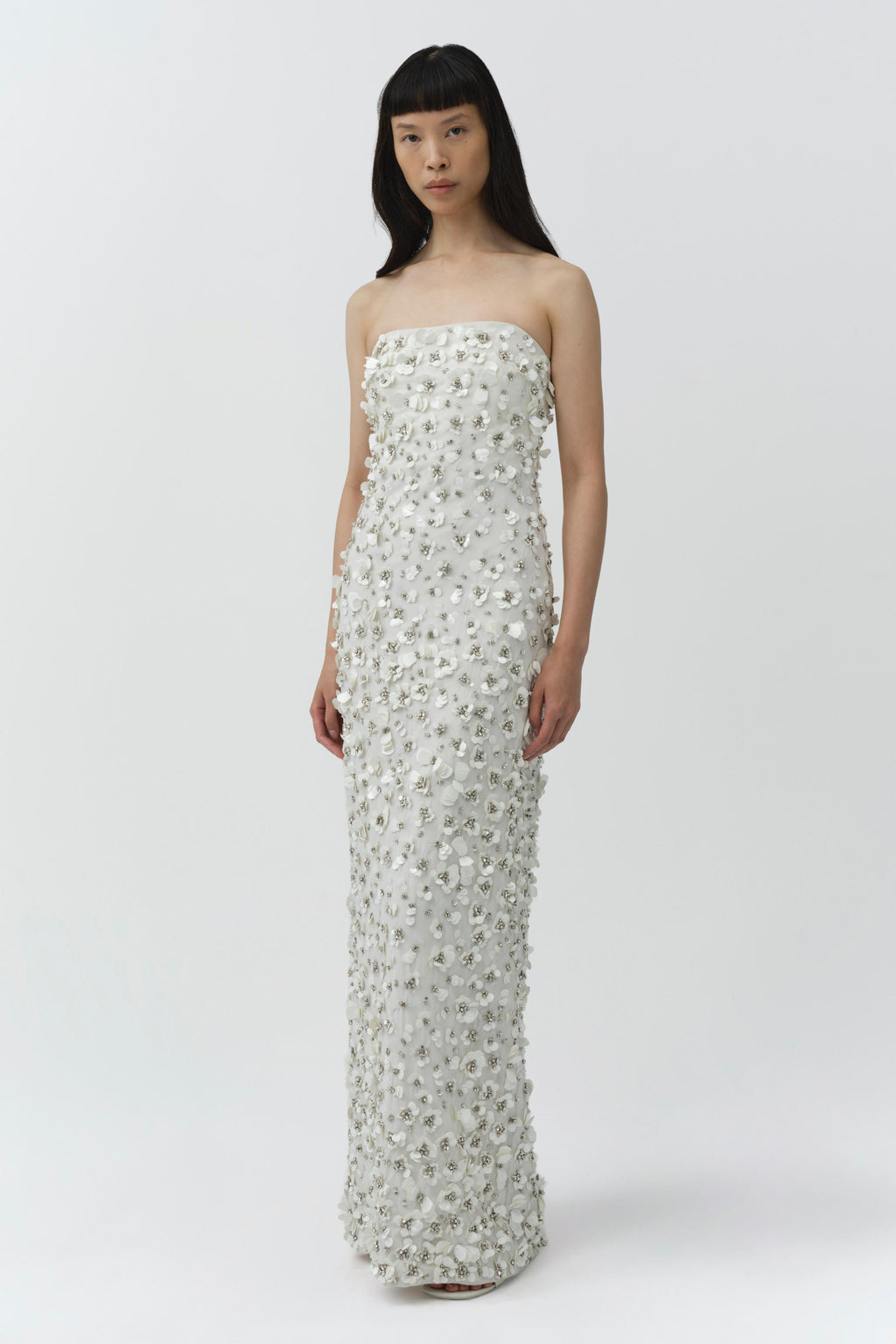 Serafina Strapless Embellished Gown