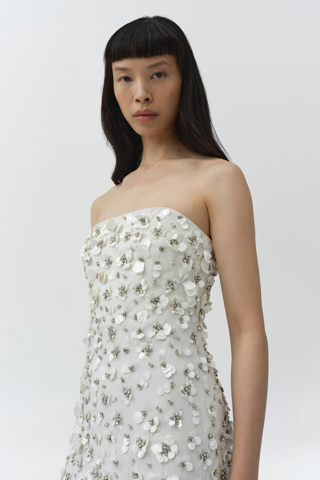 Serafina Strapless Embellished Gown