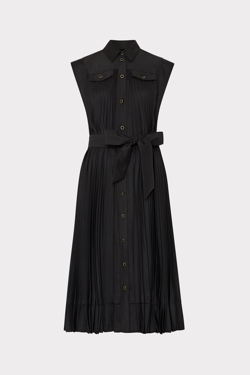 Johanna Pleated Twill Midi Dress