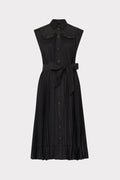 Johanna Pleated Twill Midi Dress