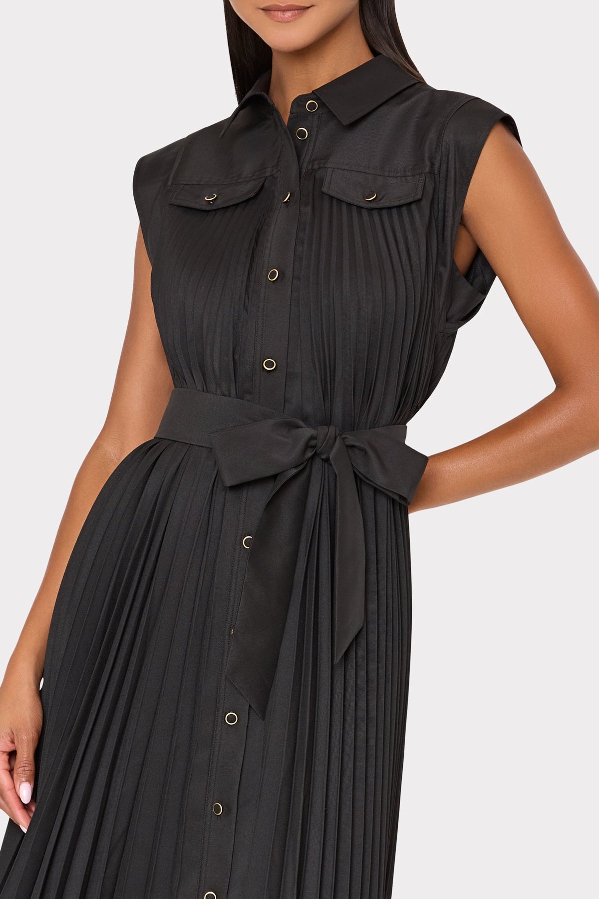 Johanna Pleated Twill Midi Dress