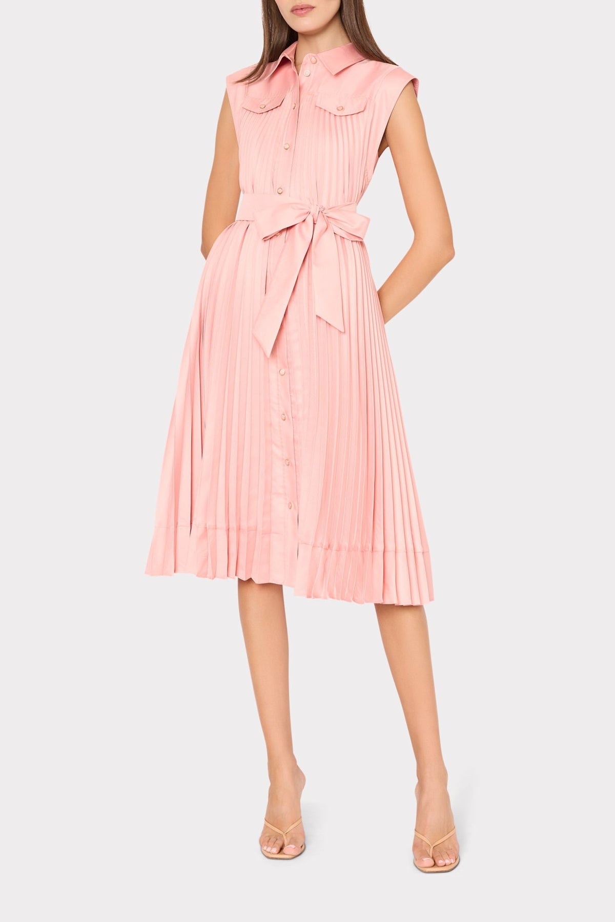 Johanna Pleated Twill Midi Dress