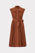 Johanna Pleated Twill Midi Dress