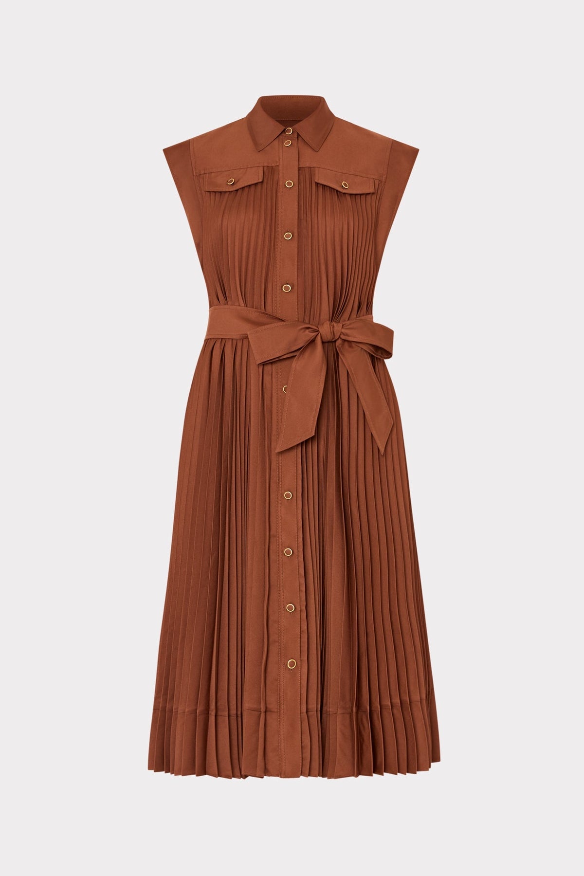 Johanna Pleated Twill Midi Dress