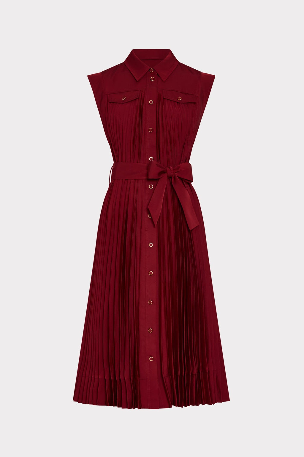 Johanna Pleated Twill Midi Dress