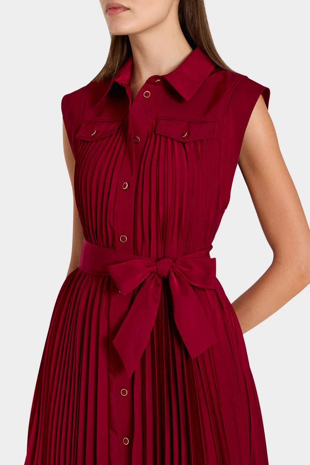 Johanna Pleated Twill Midi Dress