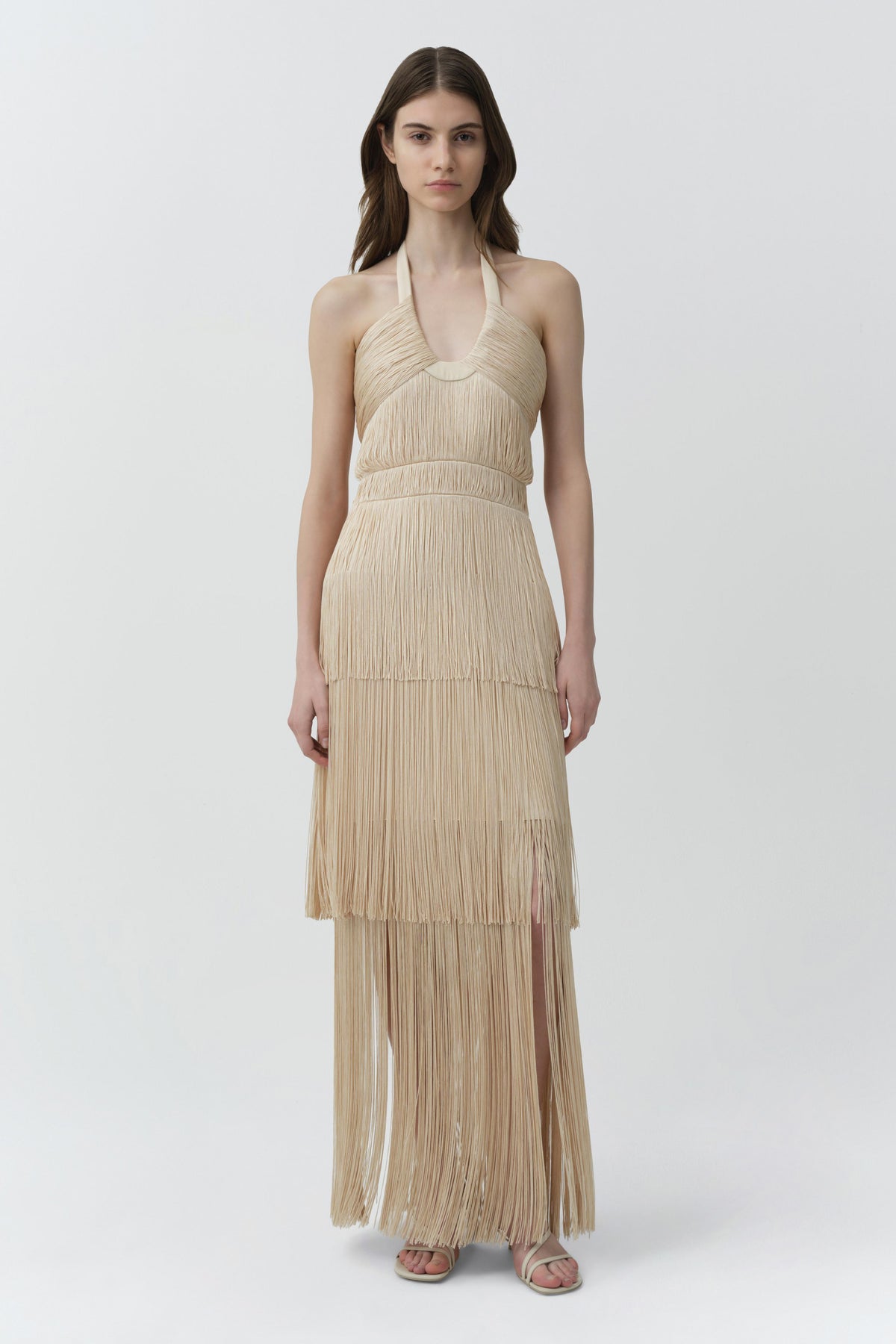 Baldwin Draped Fringe Gown