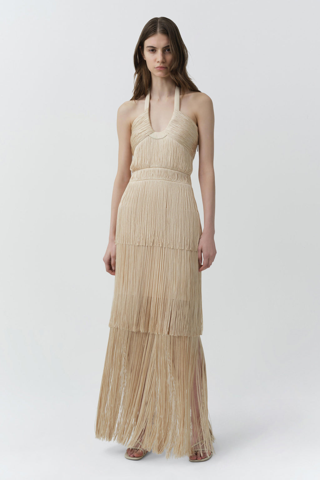 Baldwin Draped Fringe Gown