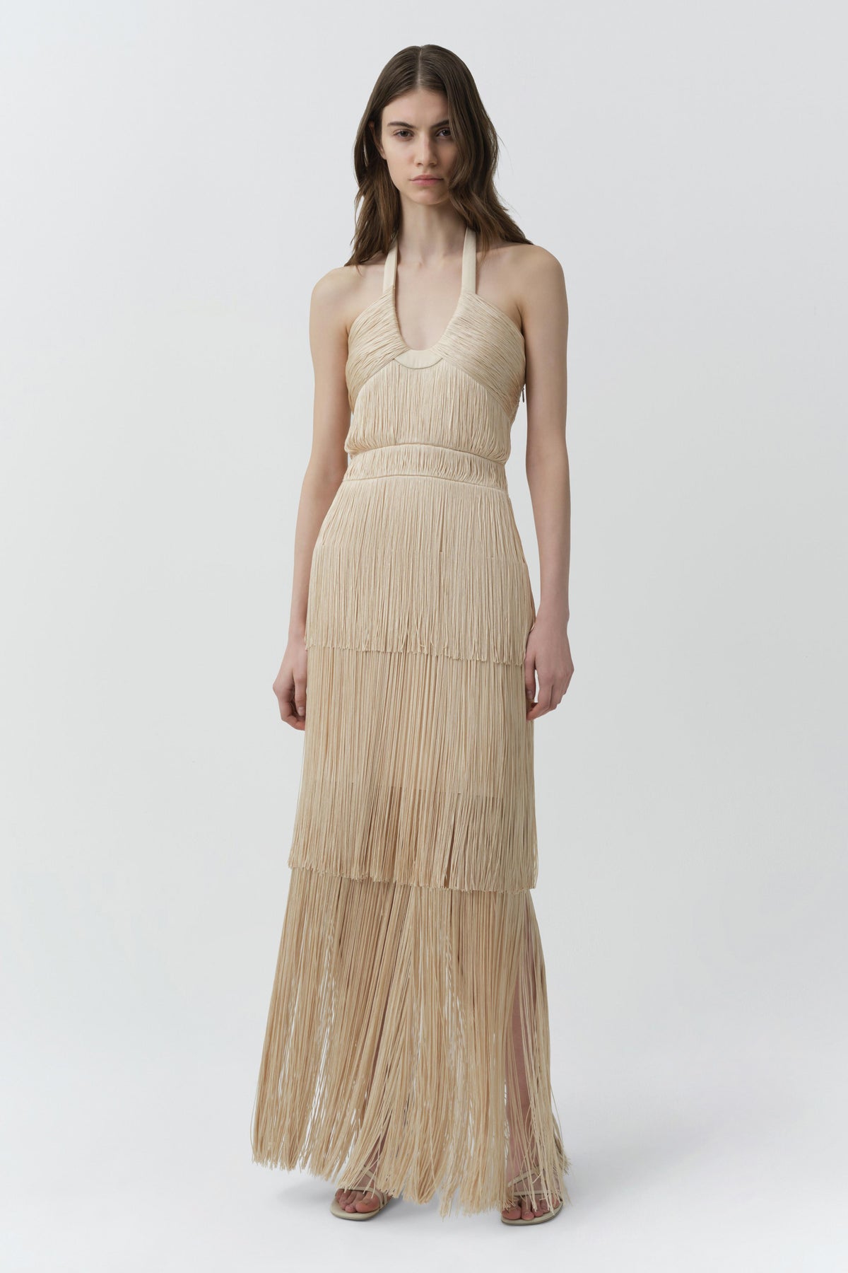 Baldwin Draped Fringe Gown