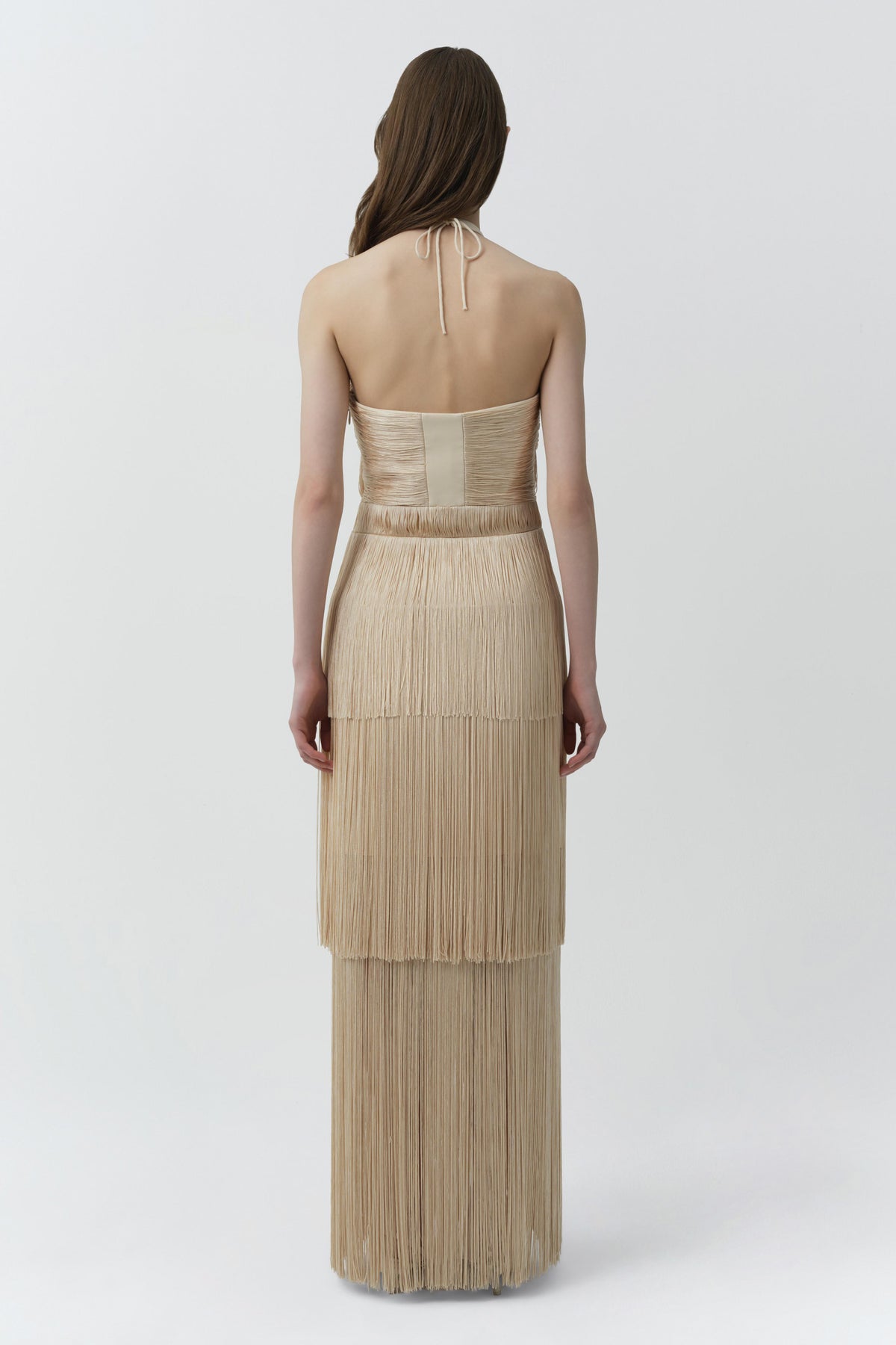 Baldwin Draped Fringe Gown