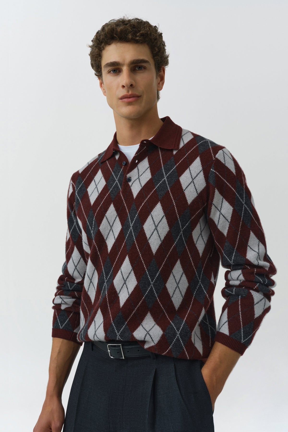 Callum Cashmere Argyle Polo