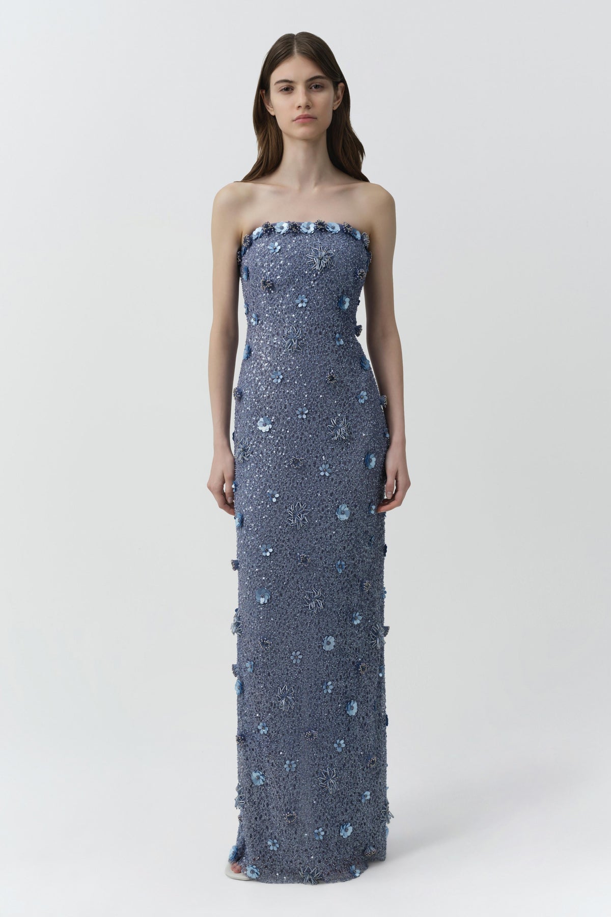 Serafina Strapless Embellished Gown