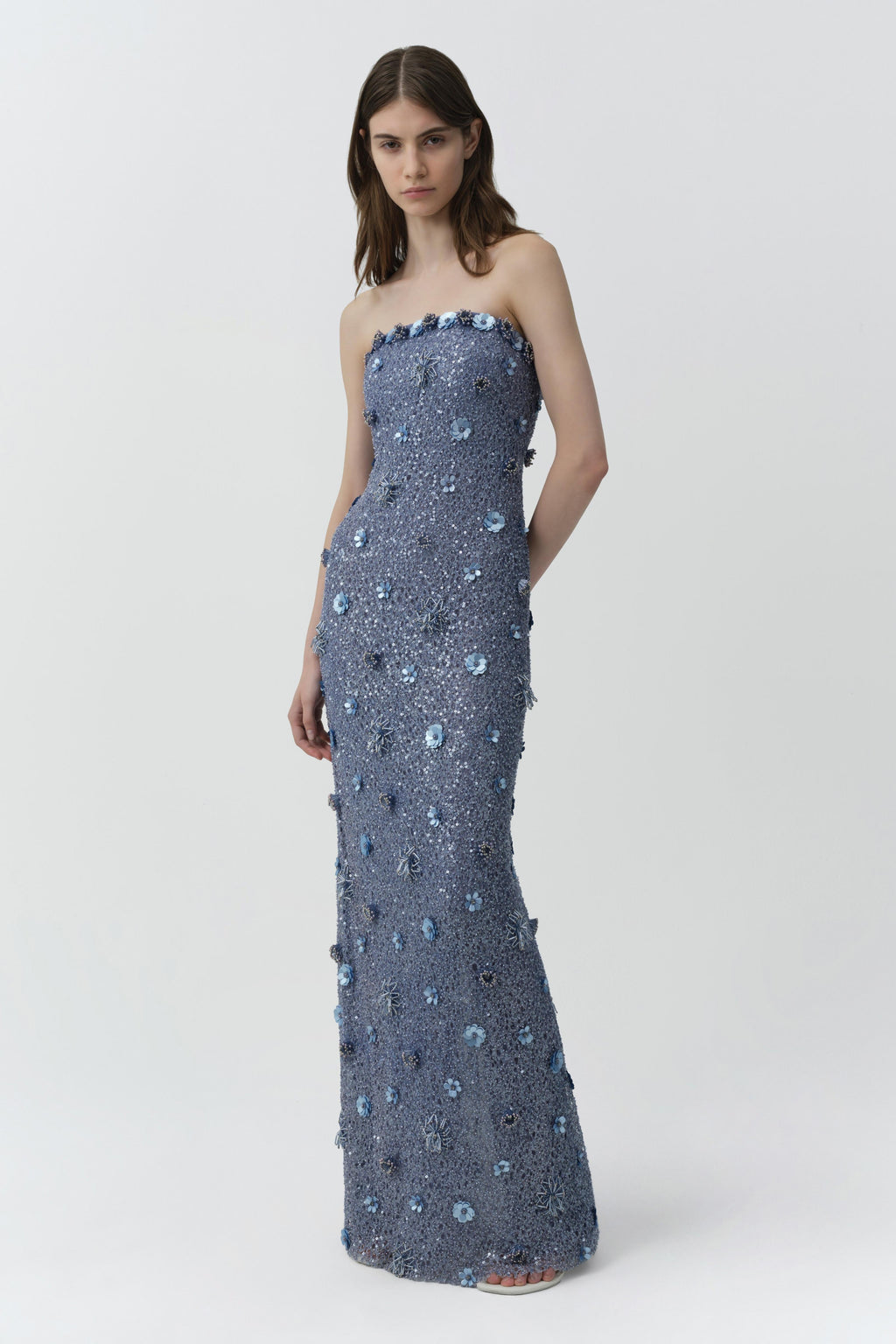 Serafina Strapless Embellished Gown