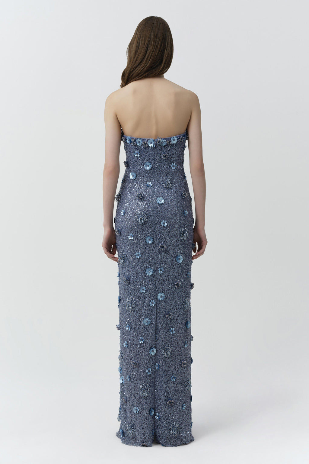 Serafina Strapless Embellished Gown