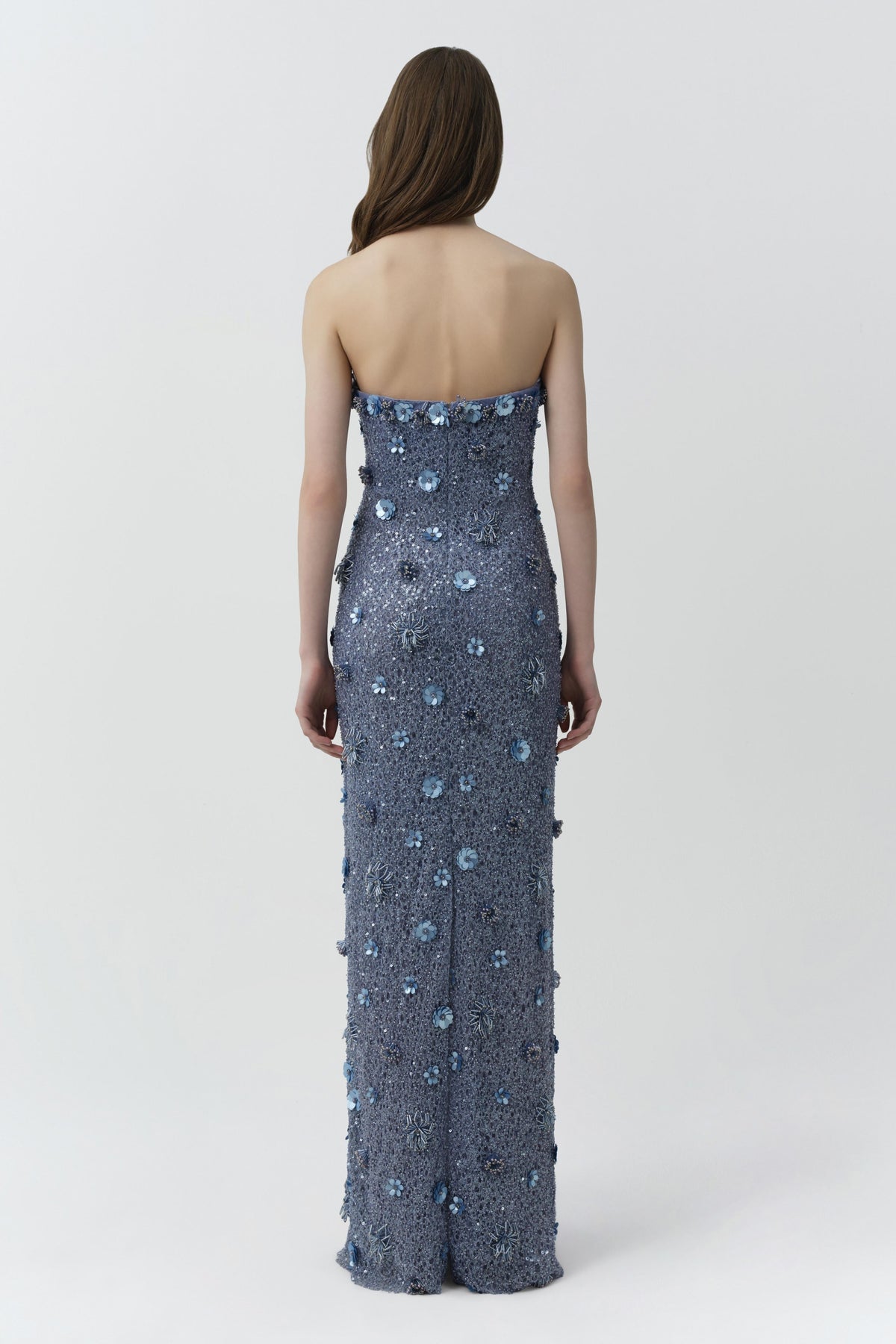 Serafina Strapless Embellished Gown