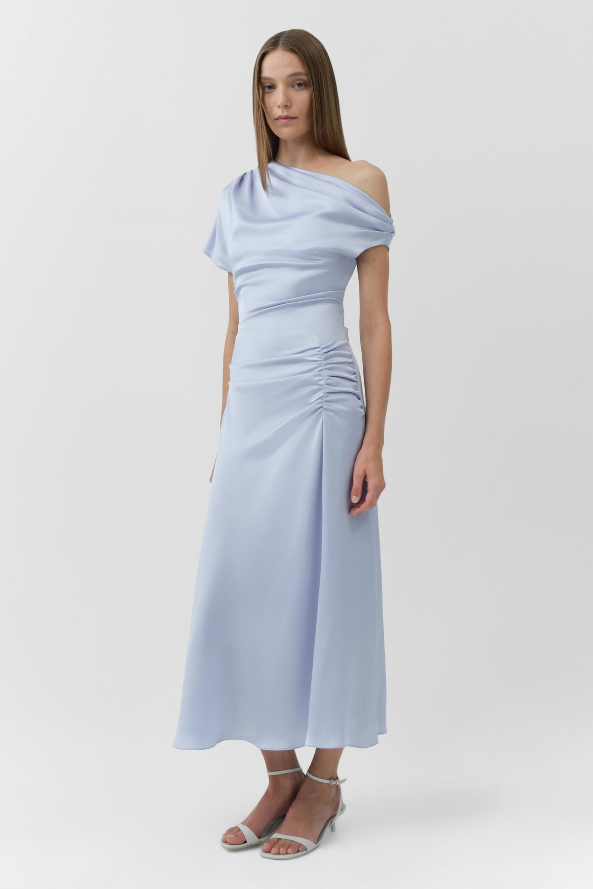 Joanna Off Shoulder Satin Midi Dress