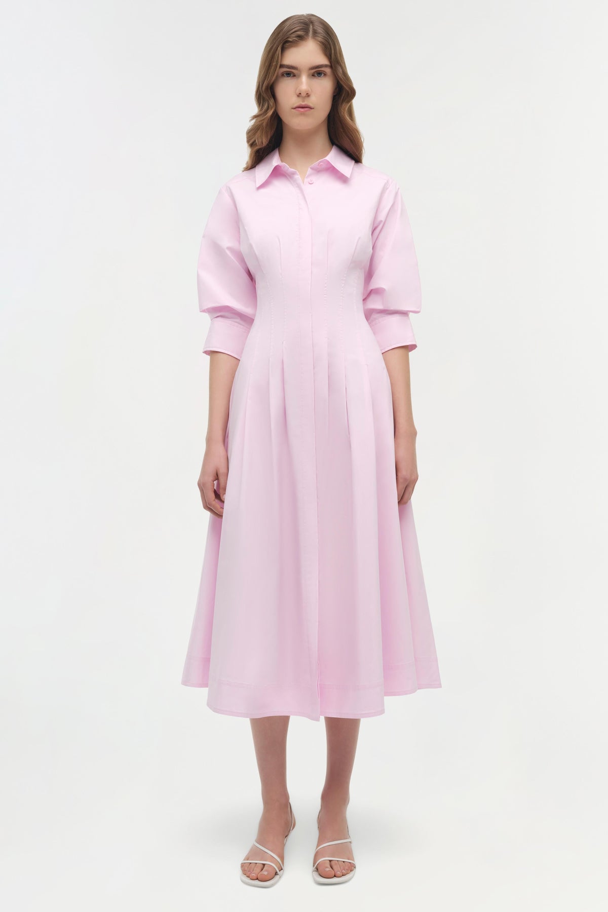 Jazz Cotton Pintuck Midi Dress