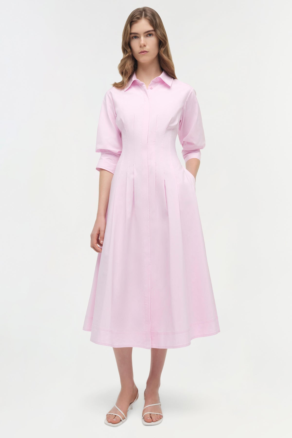Jazz Cotton Pintuck Midi Dress