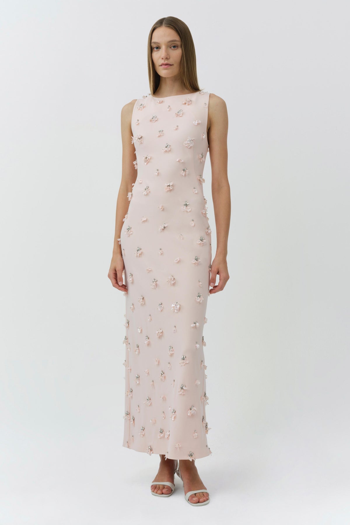 Claudia Embellished Crepe Midi Dress