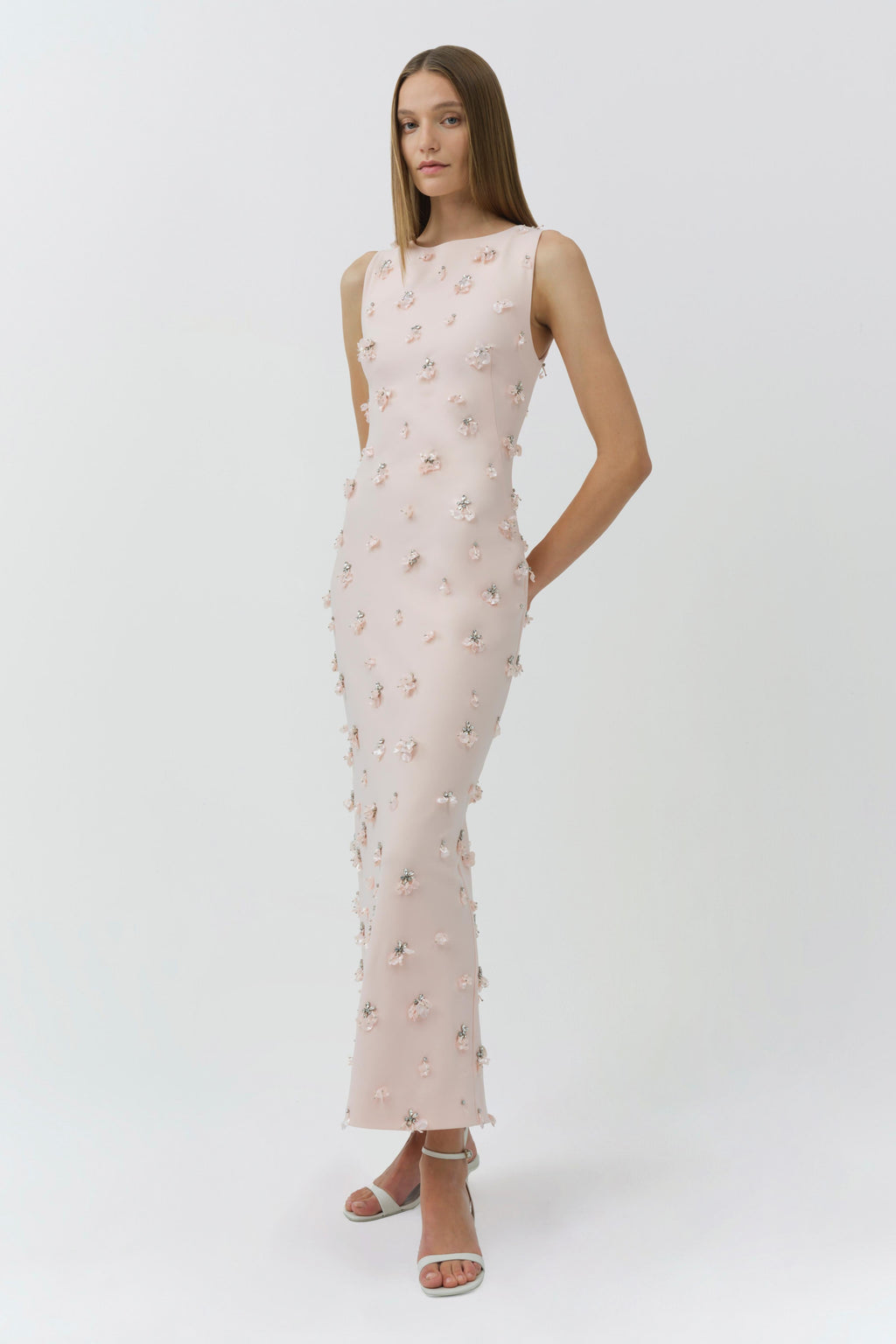 Claudia Embellished Crepe Midi Dress