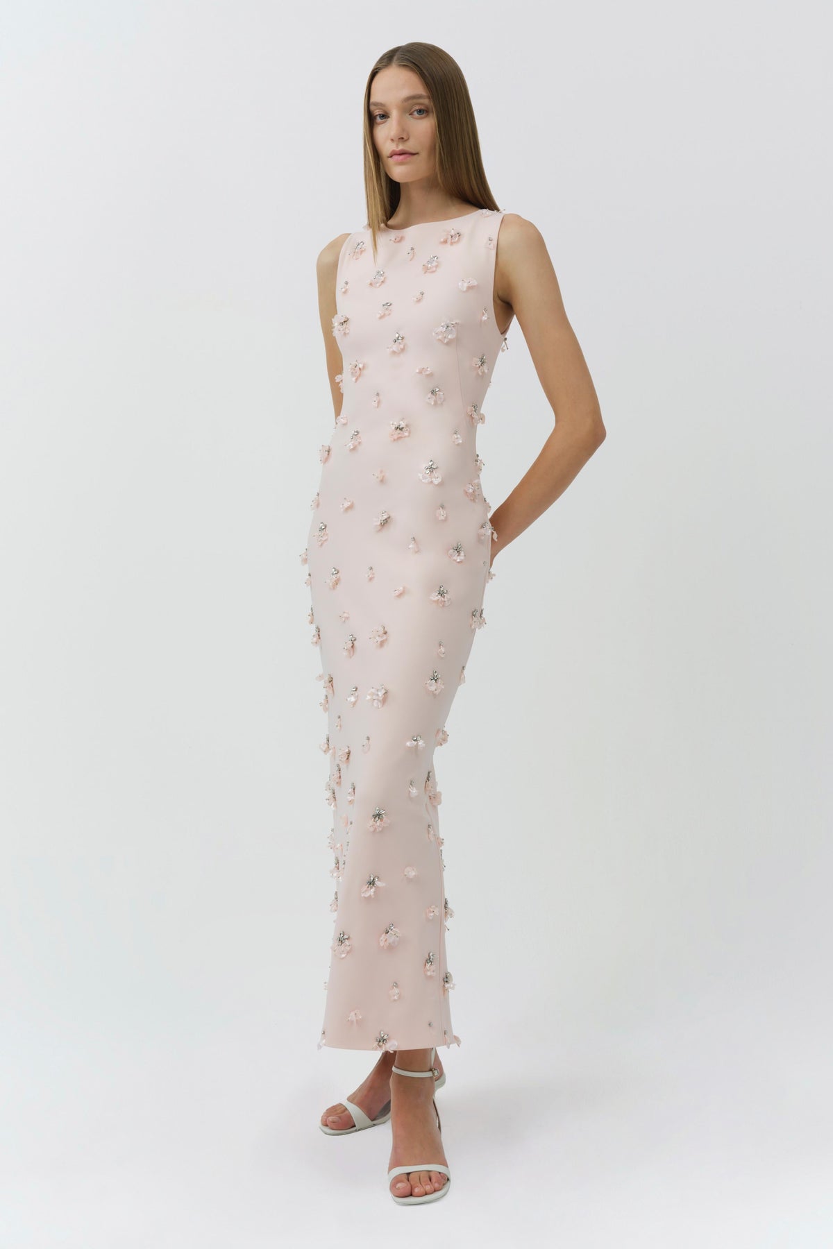 Claudia Embellished Crepe Midi Dress