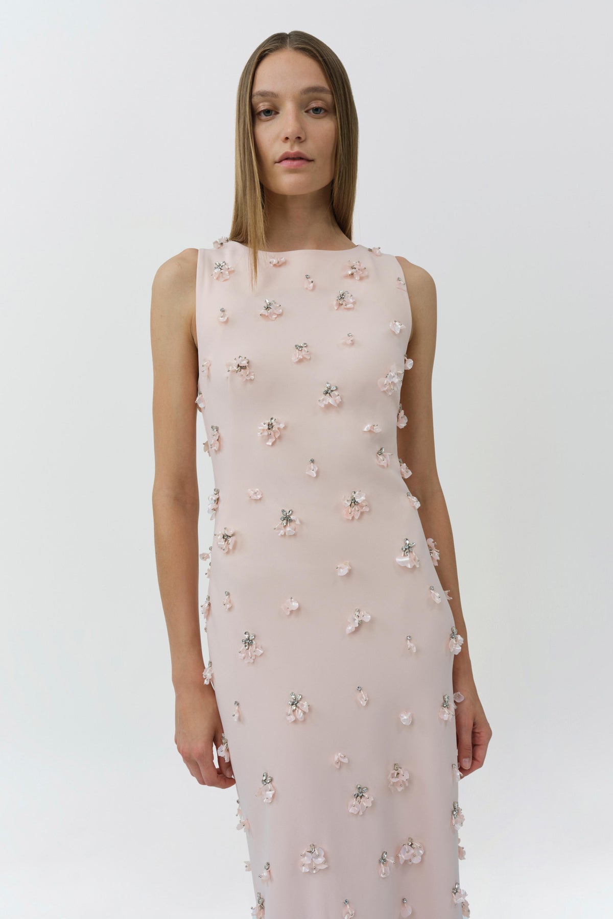 Claudia Embellished Crepe Midi Dress
