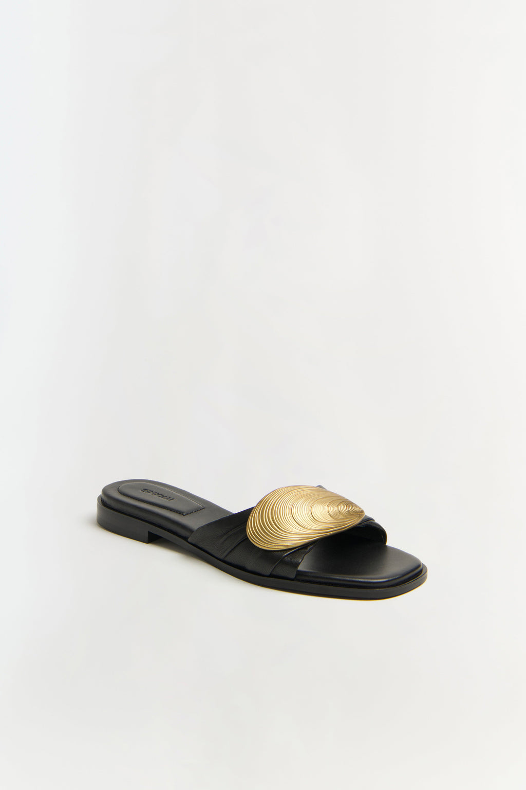 Gigi Oyster Leather Flat Slide