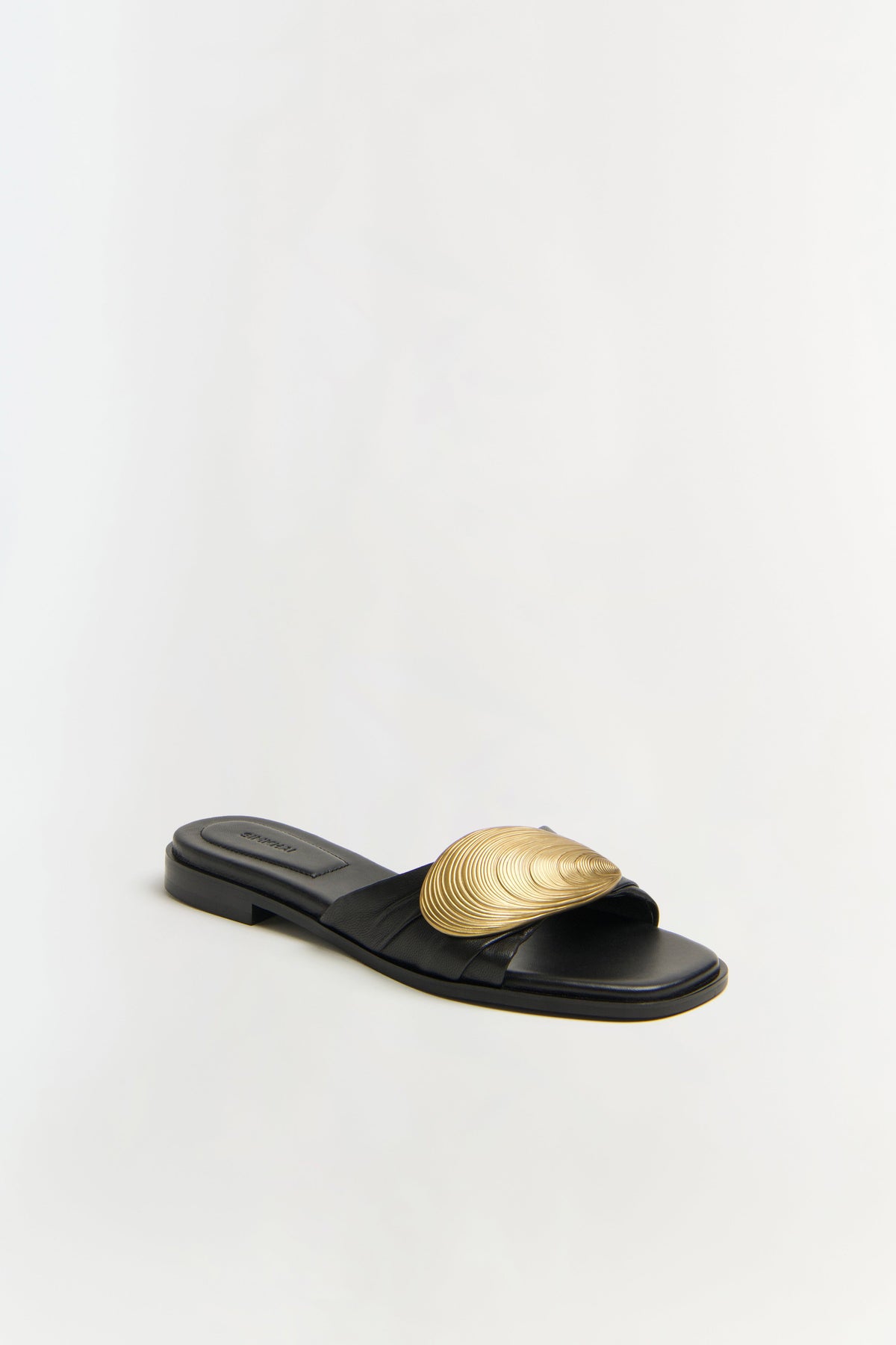 Gigi Oyster Leather Flat Slide