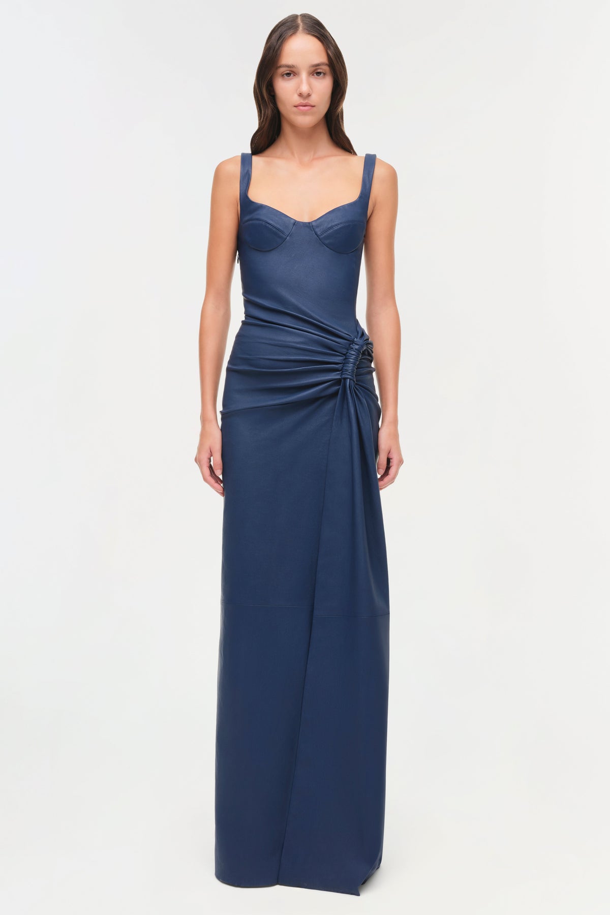 Lyle Draped Leather Dress