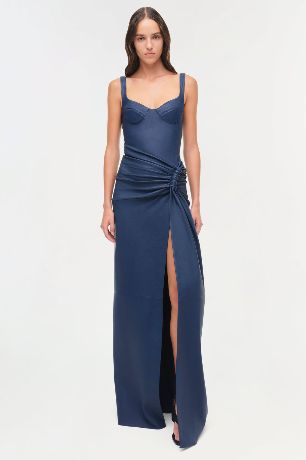 Lyle Draped Leather Dress