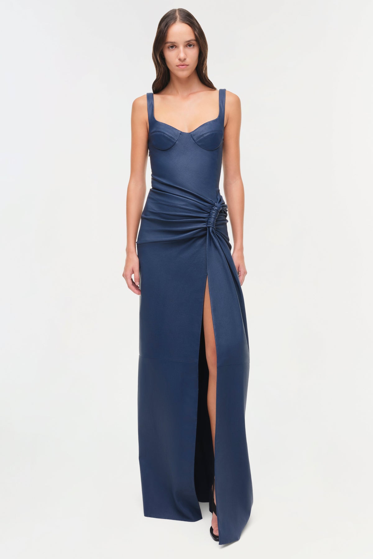Lyle Draped Leather Dress