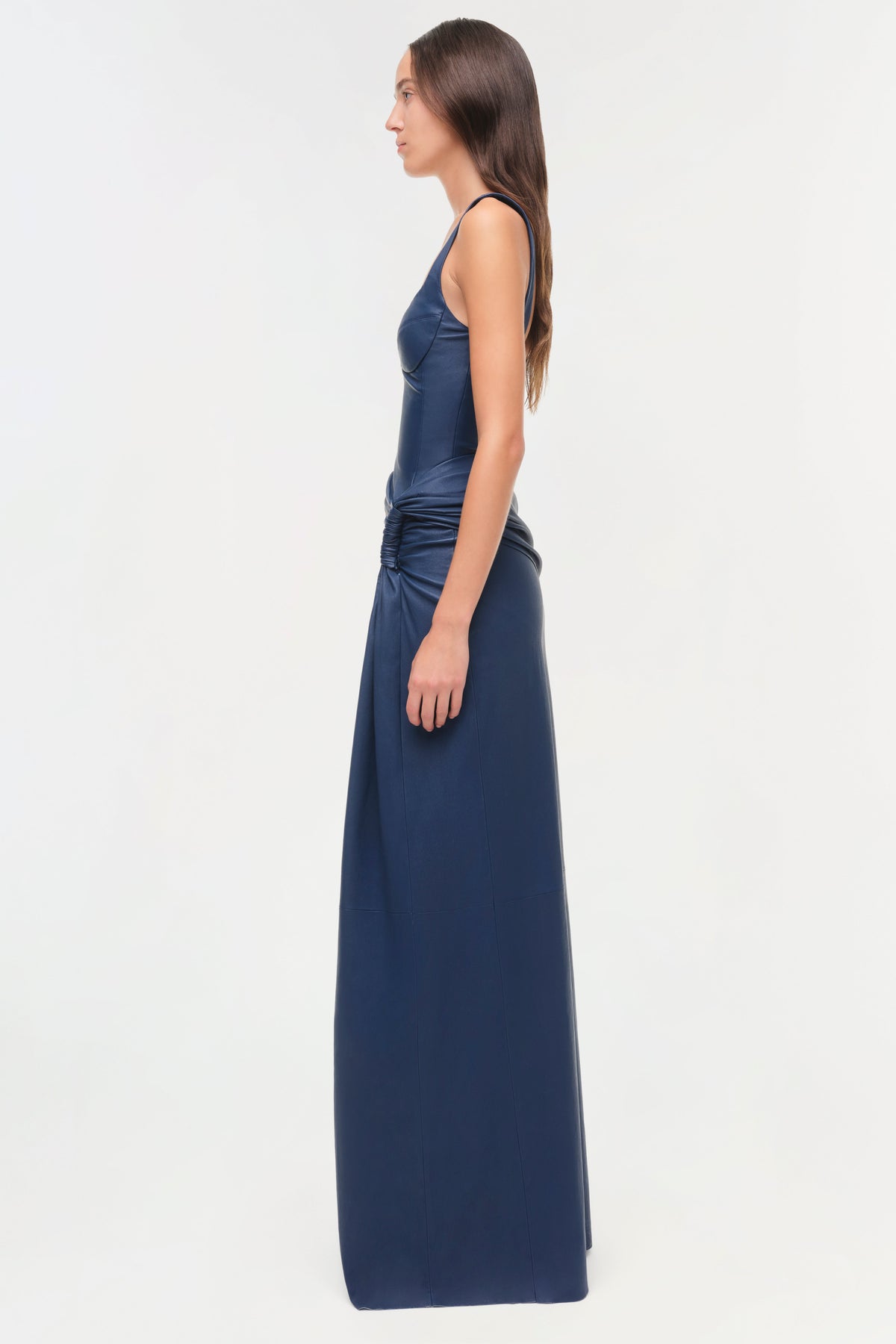 Lyle Draped Leather Dress