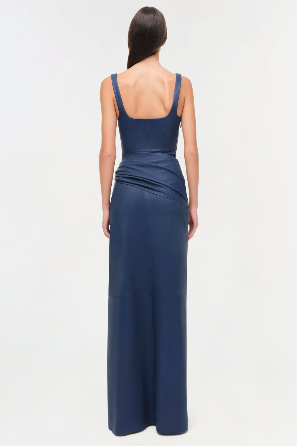 Lyle Draped Leather Dress