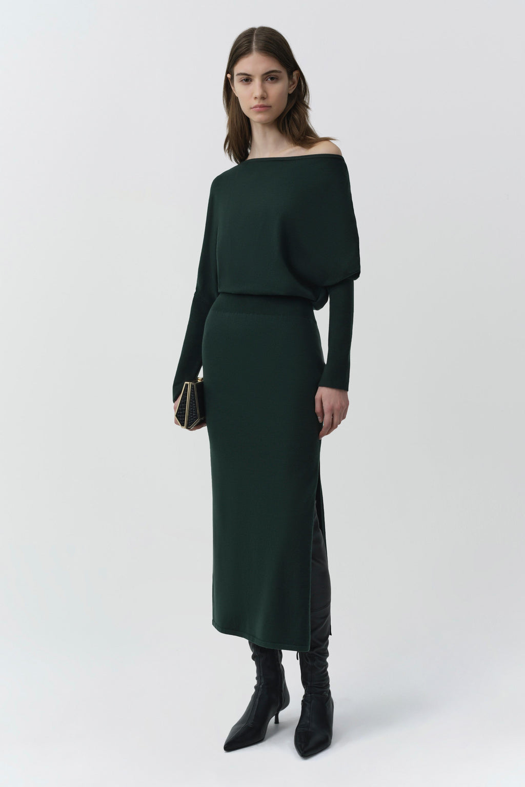 Janese Off Shoulder Knit Midi Dress
