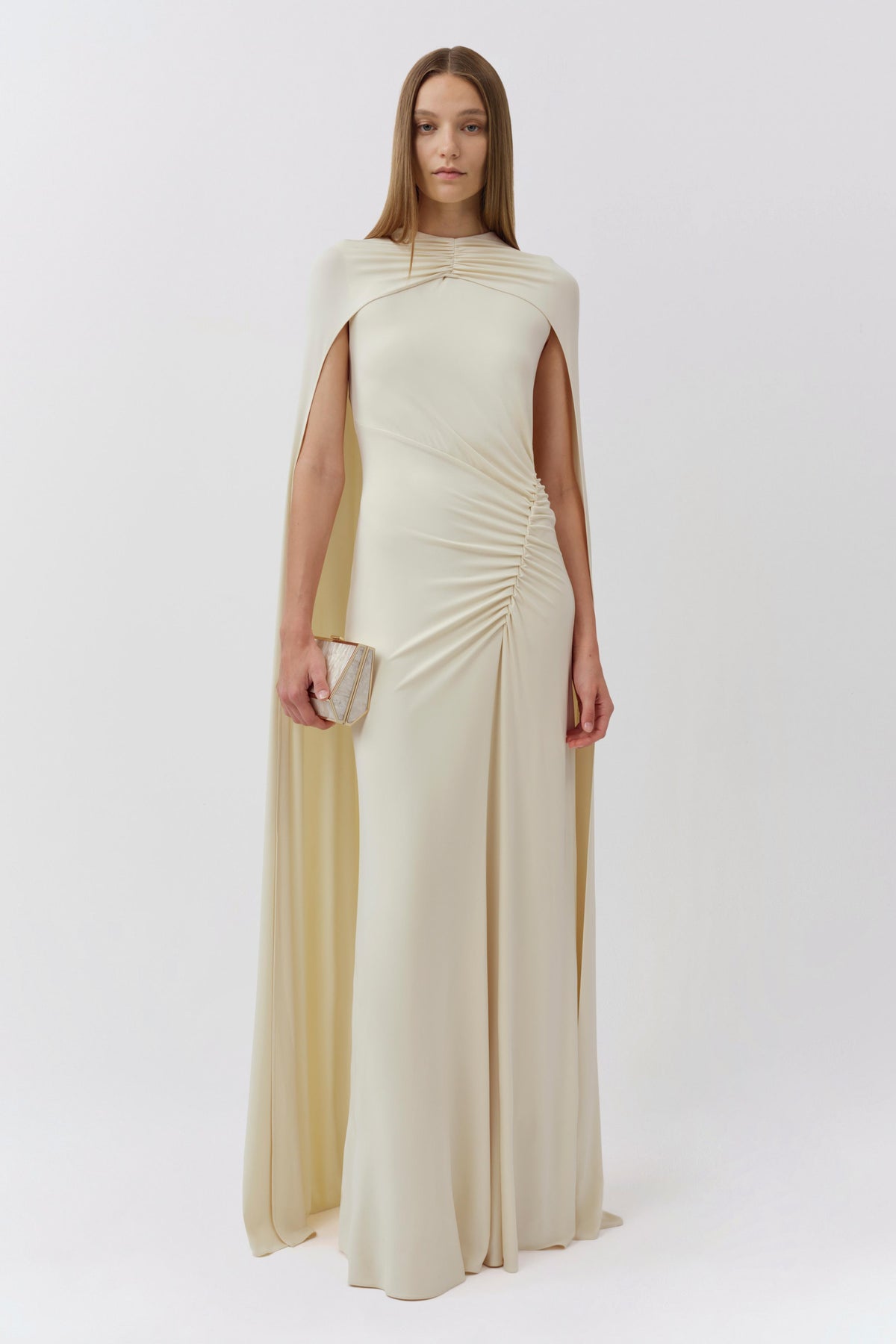 Demi Draped Jersey Cape Gown