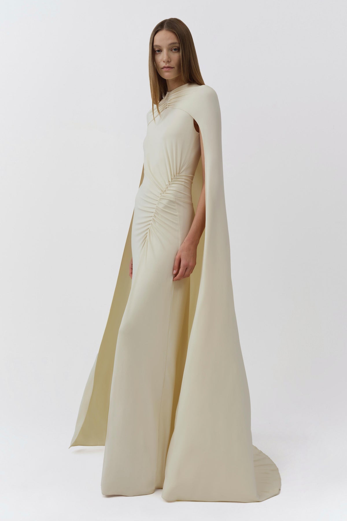 Demi Draped Jersey Cape Gown