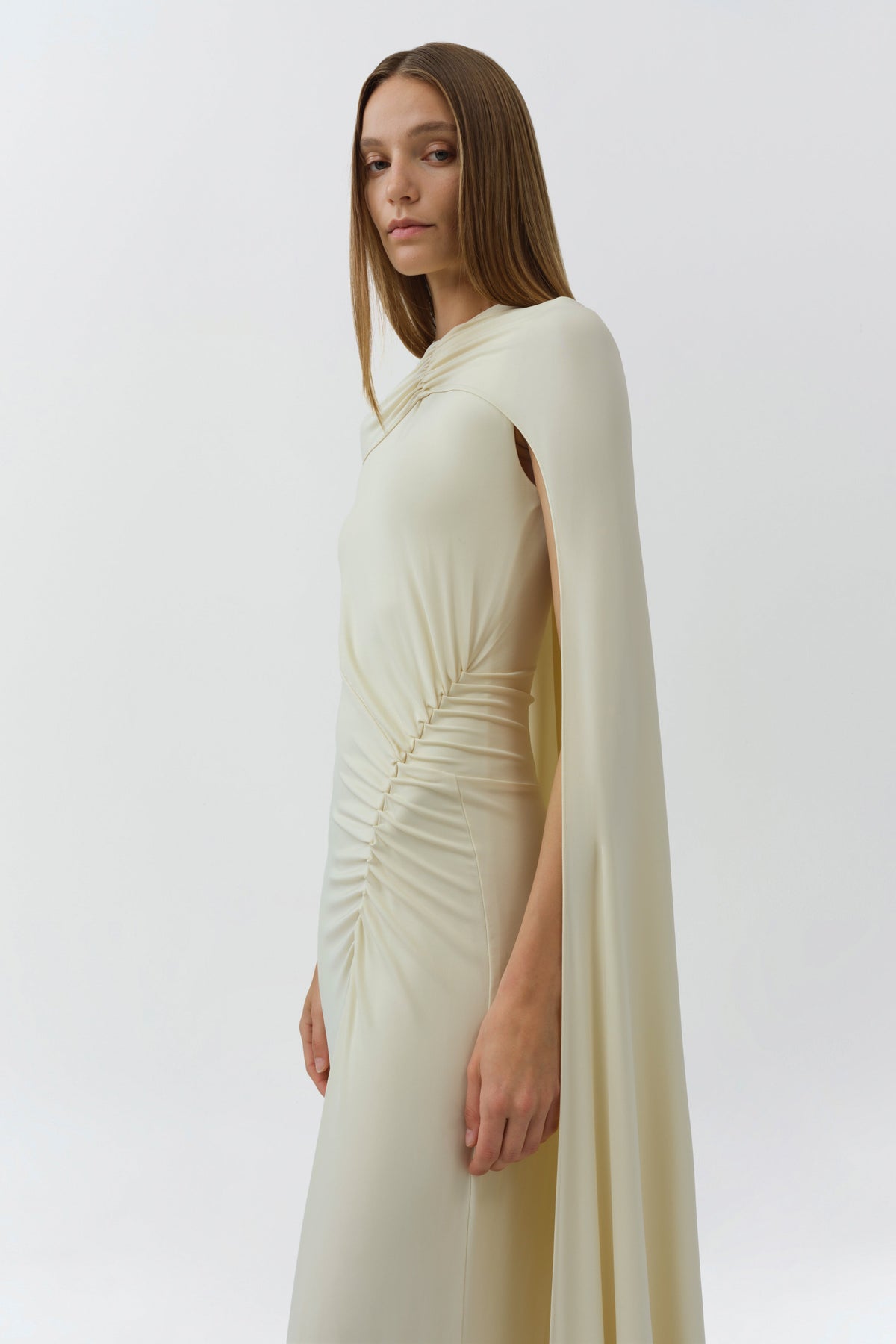 Demi Draped Jersey Cape Gown