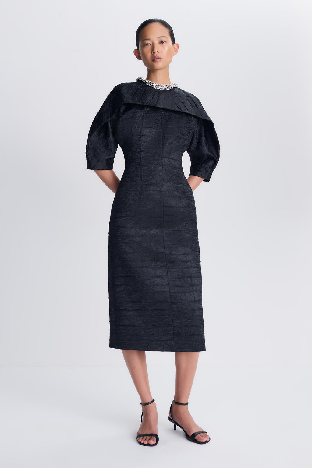 Ashleigh Embellished Satin Midi Dress
