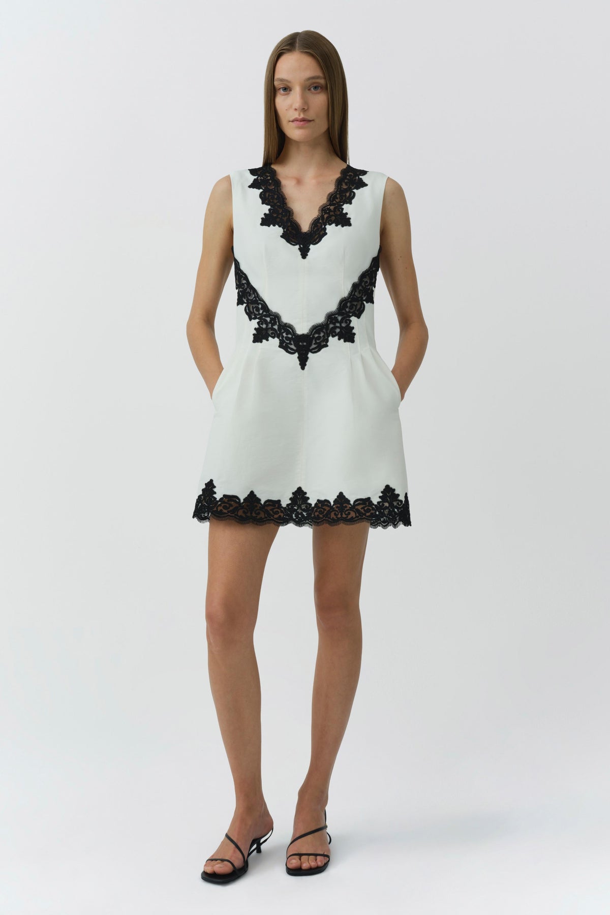 Minna Cotton Faille Lace Mini Dress