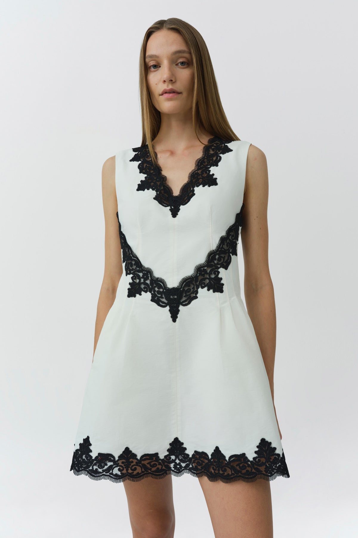 Minna Cotton Faille Lace Mini Dress