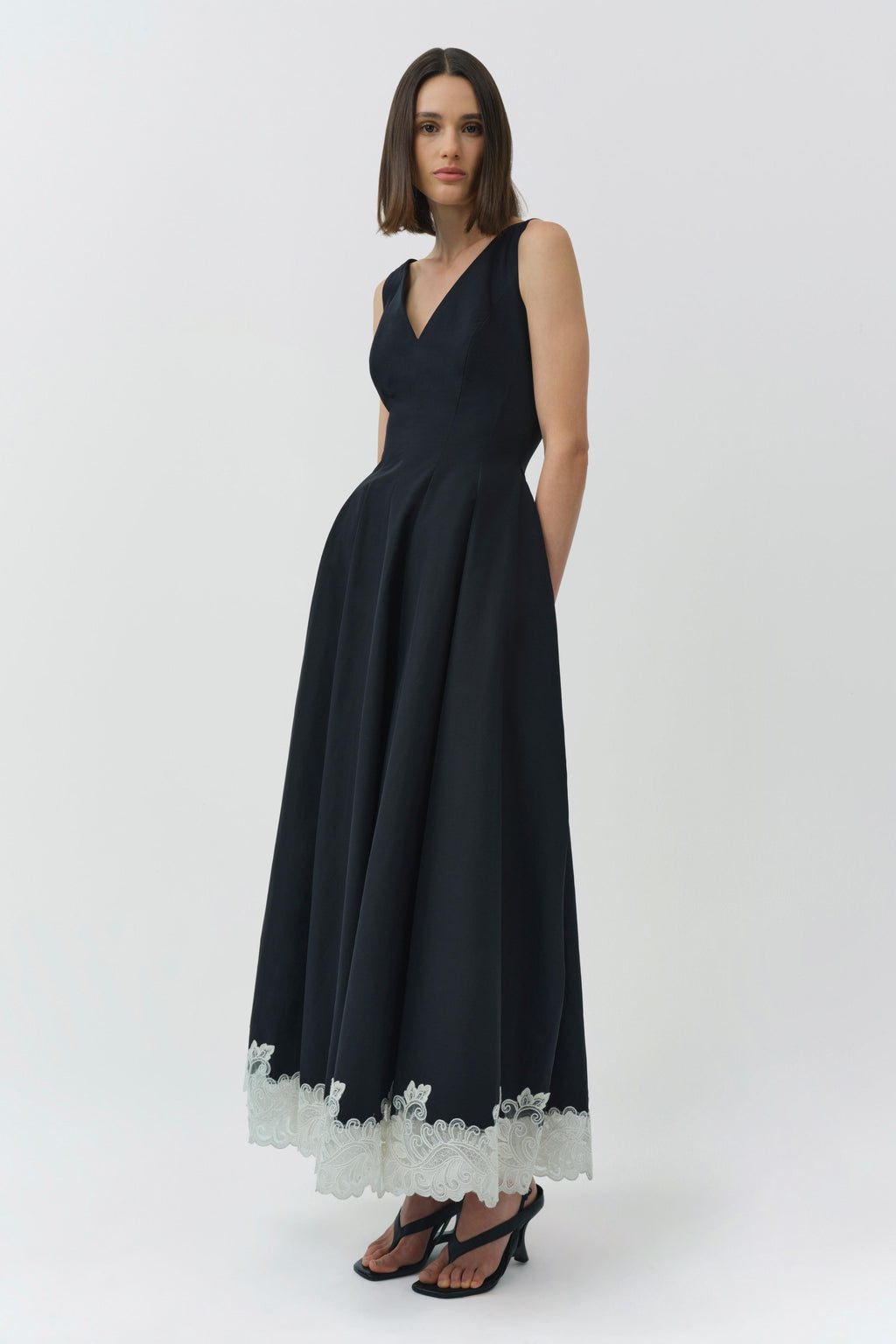 Mira Cotton Faille Lace Midi Dress
