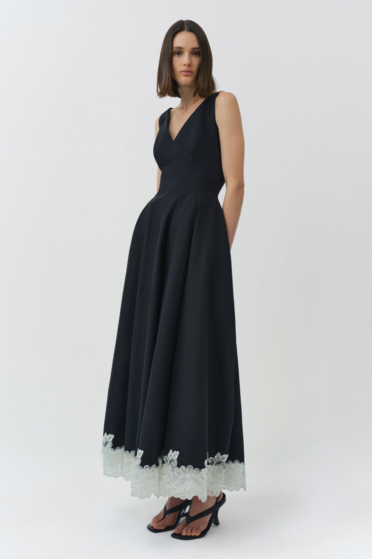 Mira Cotton Faille Lace Midi Dress