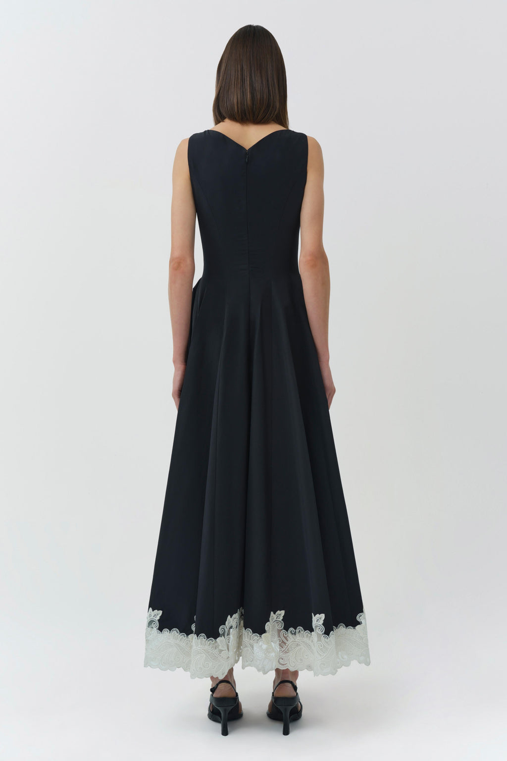 Mira Cotton Faille Lace Midi Dress