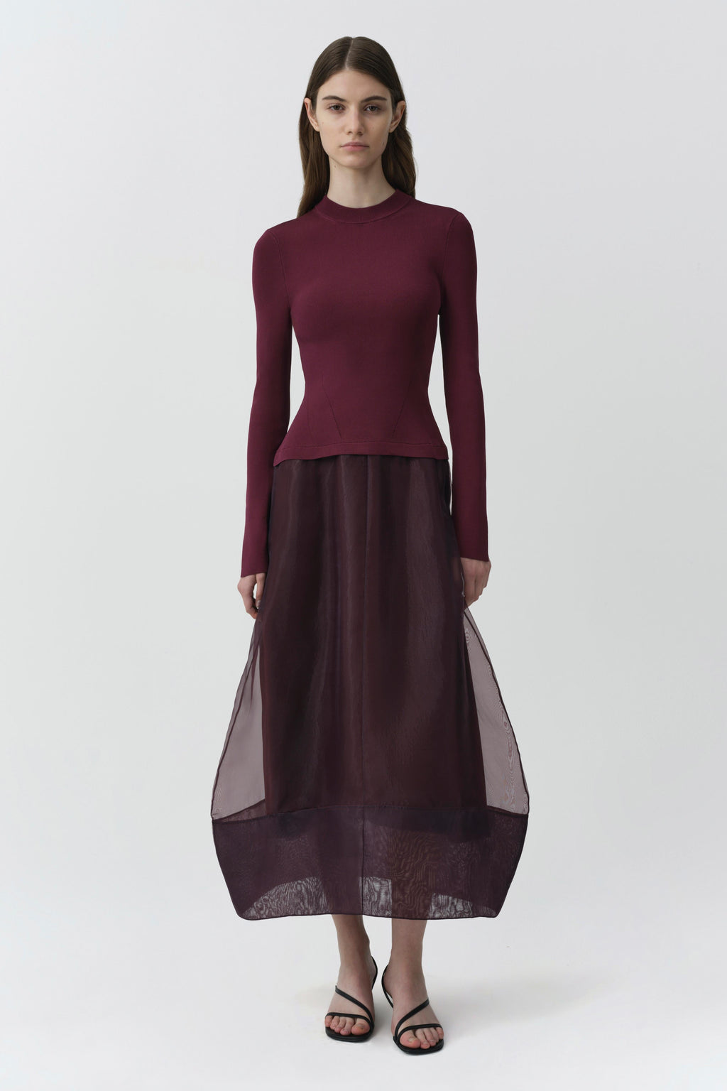 Maril Knit Organza Midi Dress