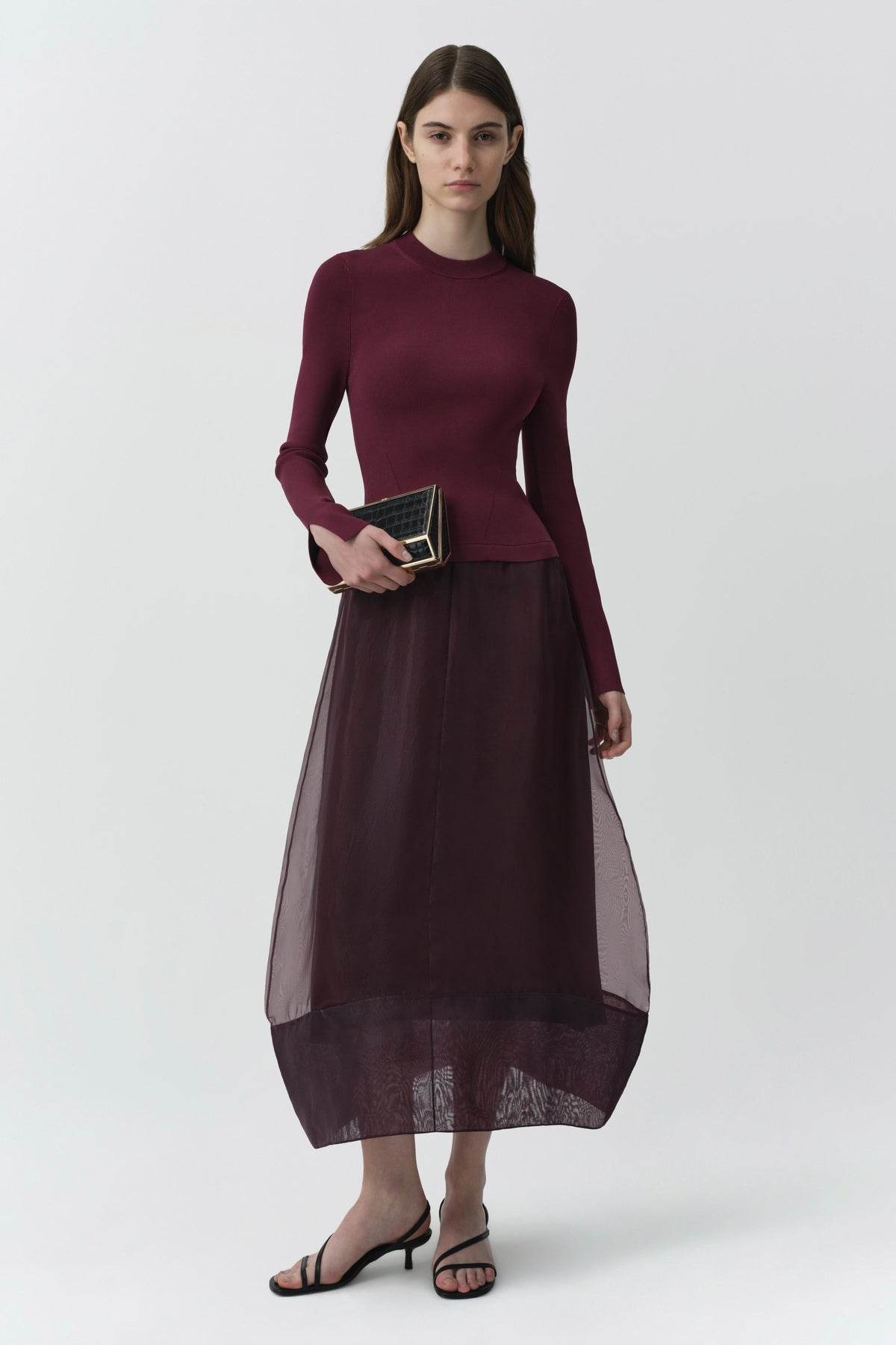 Maril Knit Organza Midi Dress