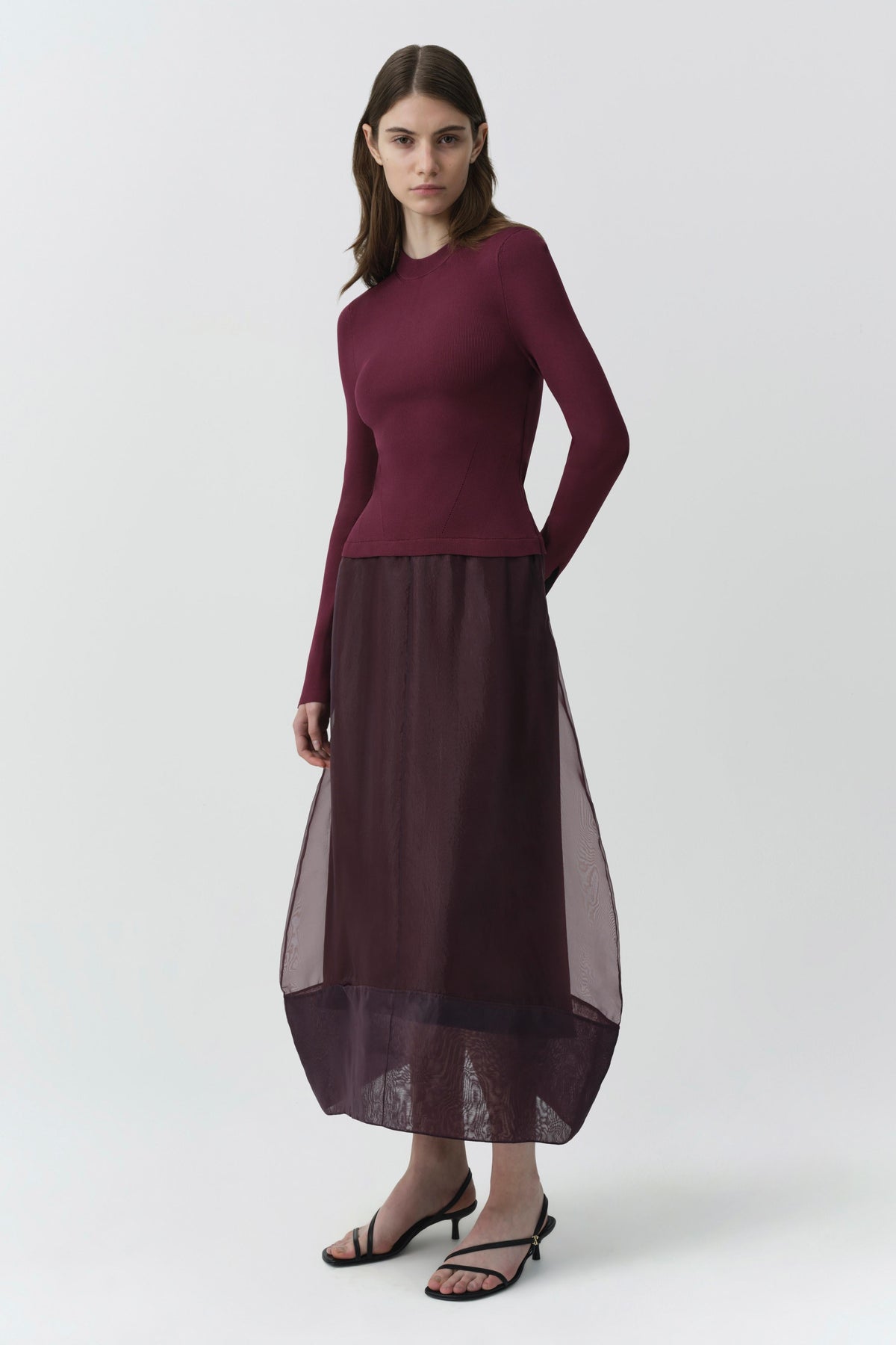 Maril Knit Organza Midi Dress