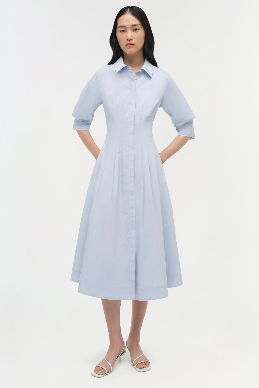Jazz Cotton Pintuck Midi Dress