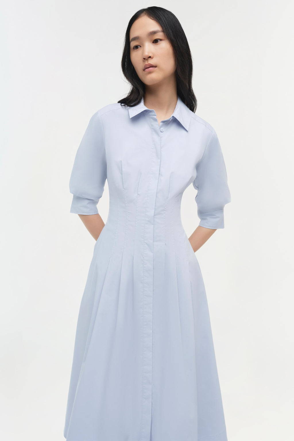 Jazz Cotton Pintuck Midi Dress