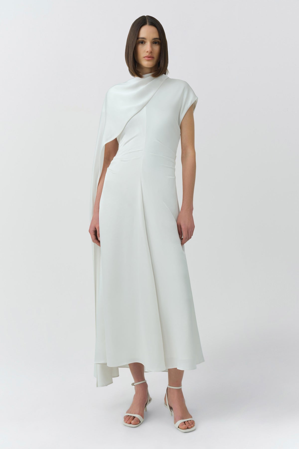 Jacka Satin Cape Midi Dress